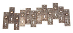 large lot of matching ornamental cast iron passage door backplates with unique lattice work design motif