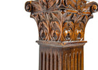 two matching 19th century solid cherry diminutive wood columns with hand-carved capitals
