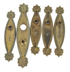 suite of original early 20th century salvaged milwaukee residential "marquise" pattern door hardware