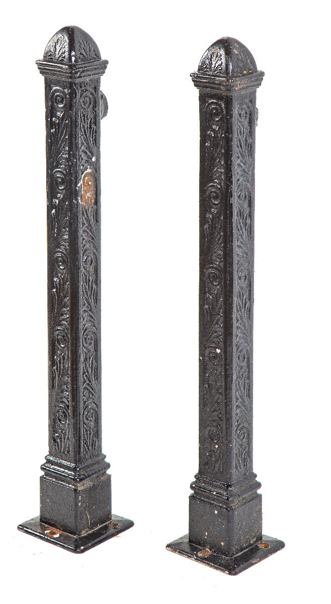 hard to find salvaged chicago 1880s reder foundry ornamental cast iron exterior black enameled newel posts
