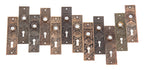 large lot of original 1880 eastlake style "oriental" pattern salvaged chicago cast iron doorknob backplates