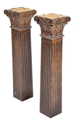 all original 19th century tapered and fluted solid cherry wood diminutive columns with hand-carved columns