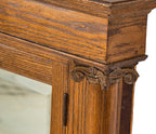 hard to find and highly sought after all original 19th century solid oak wood victorian-era bathroom medicine cabinet with original beveled mirror
