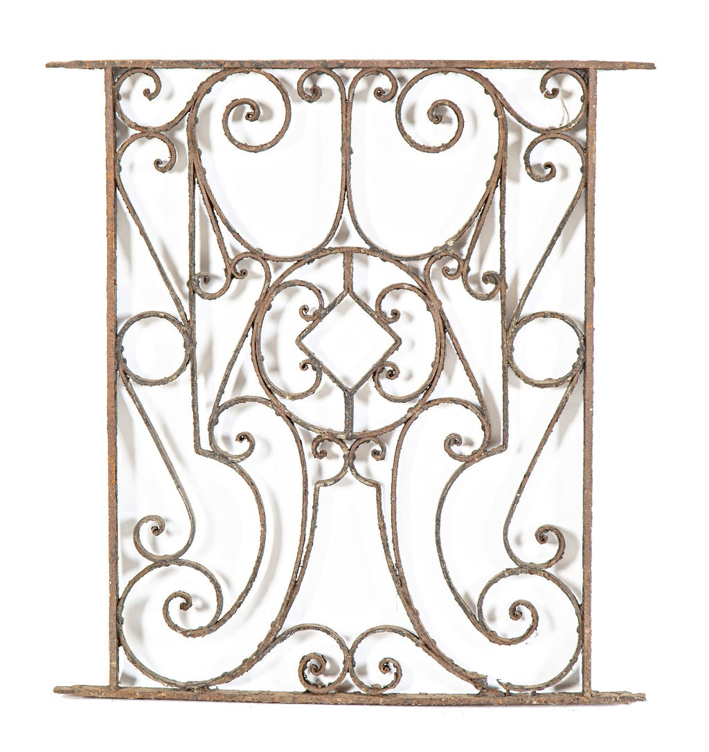 19th century original salvaged chicago exterior residential ornamental wrought iron window grille