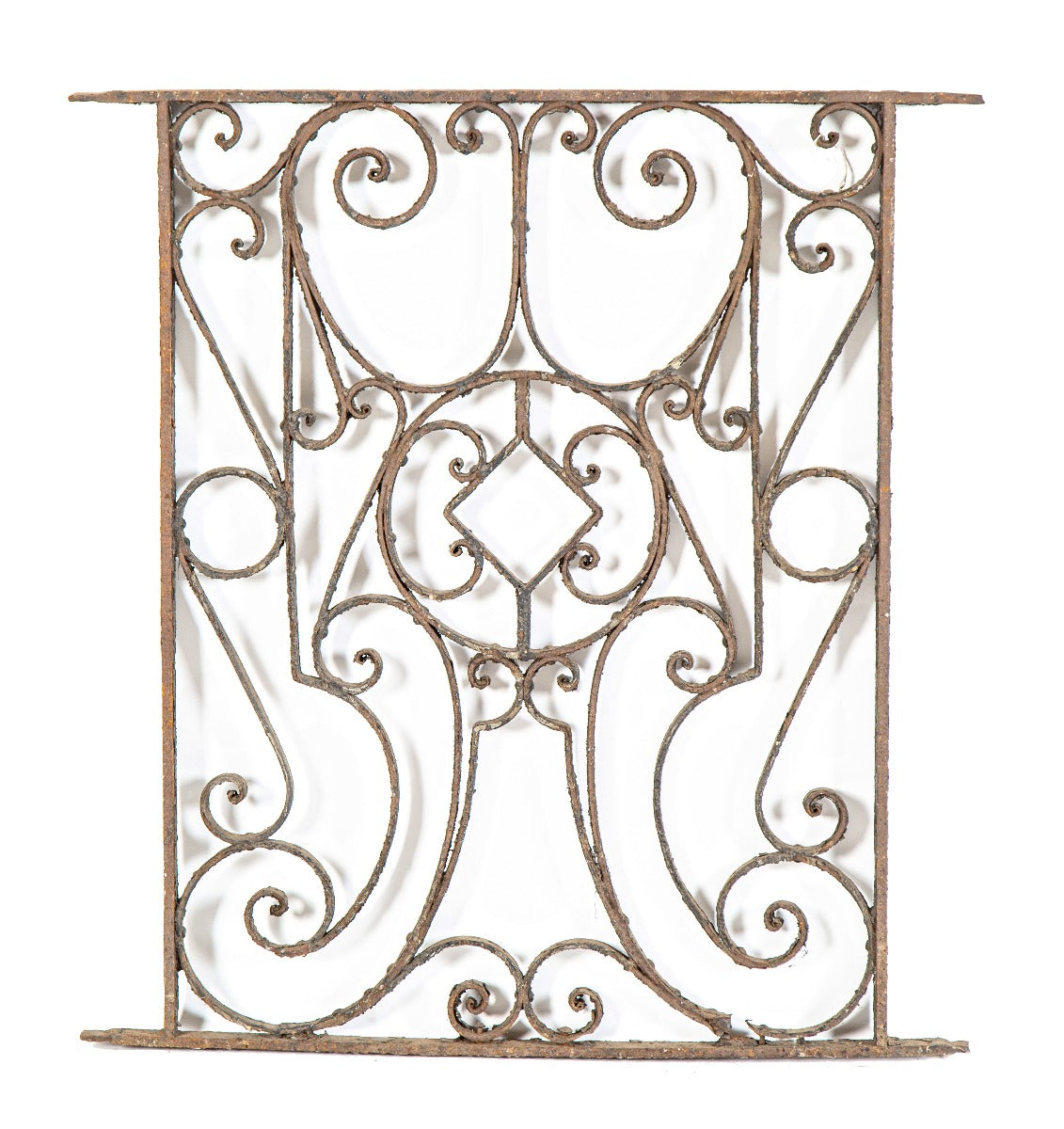 19th century original salvaged chicago exterior residential ornamental wrought iron window grille