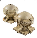 matching set of rare white glazed terra cotta prairie style midland salvaged chicago exterior building ball finials