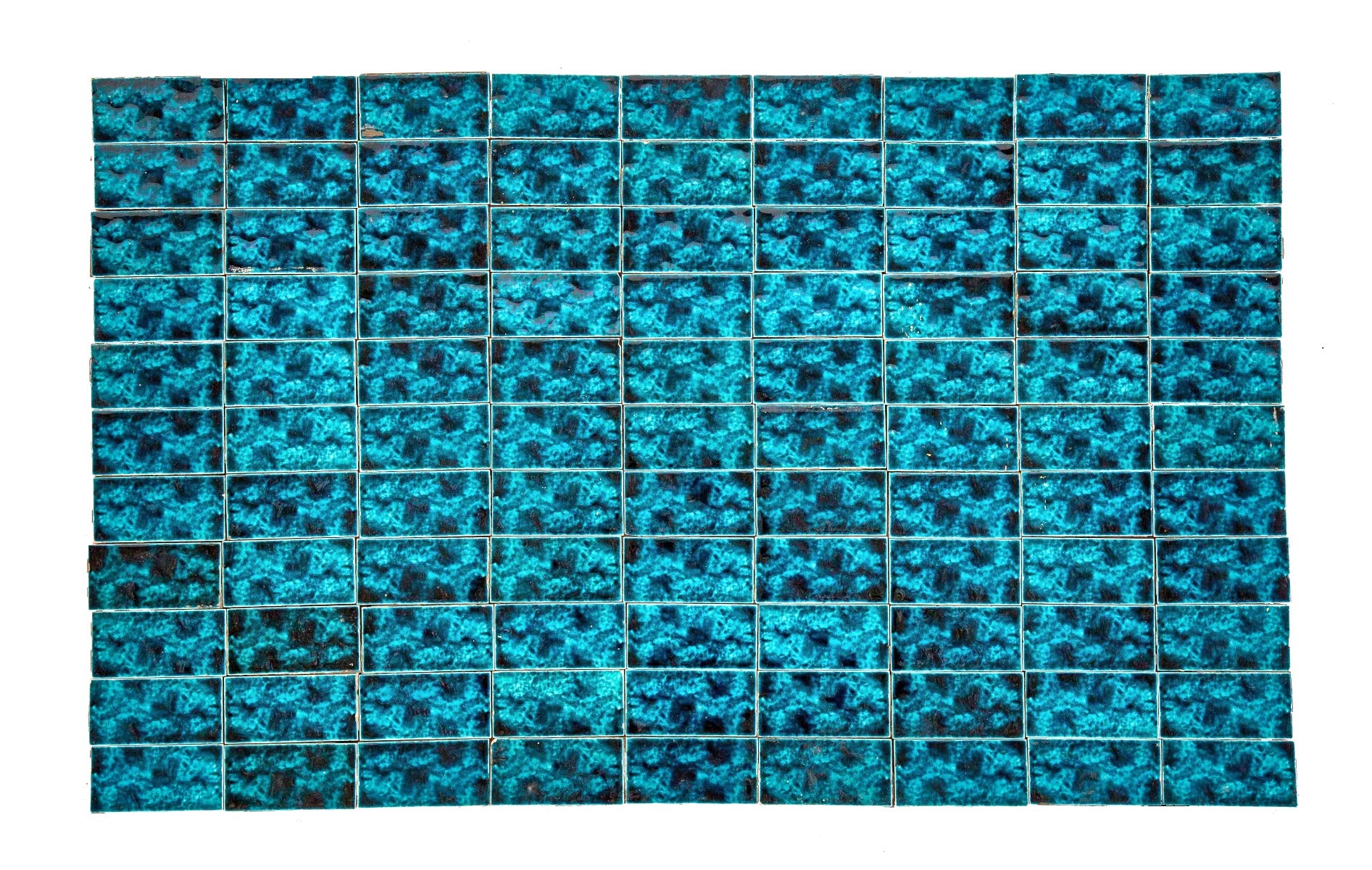 huge lot of original providential richly colored mottled blue 3 x 2 inch victorian fireplace surround majolica tiles