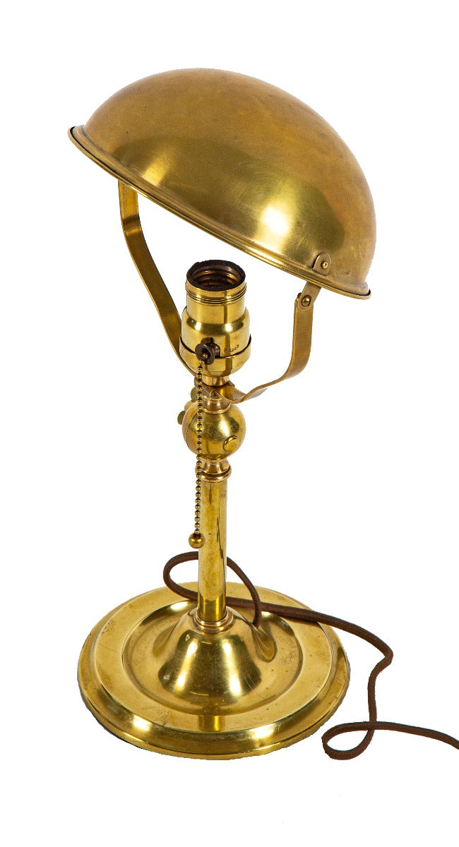 hard to find original early 20th century tilting spun brass faries table lamp with pivoting shade or reflector