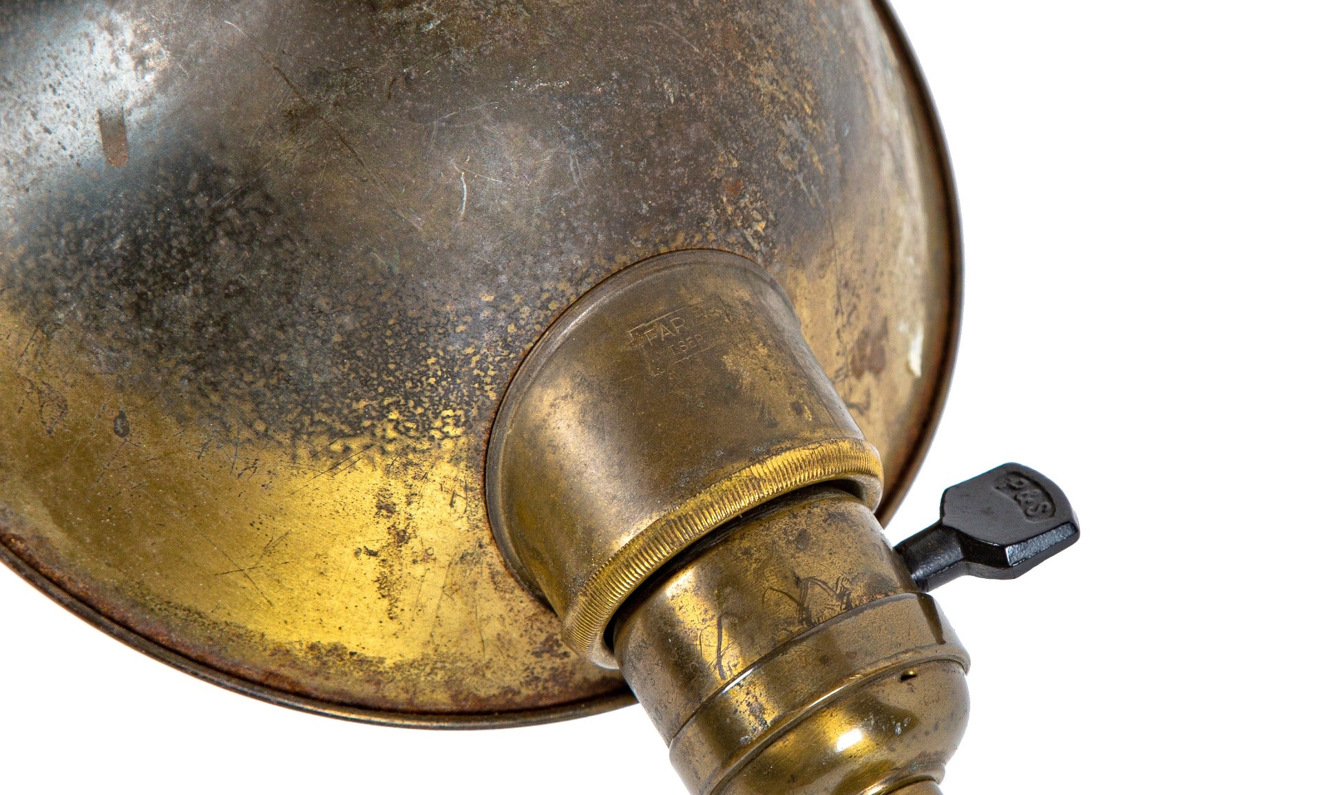 all original early 20th century antique american industrial faries gooseneck table or desk lamp with matching parabolic shade