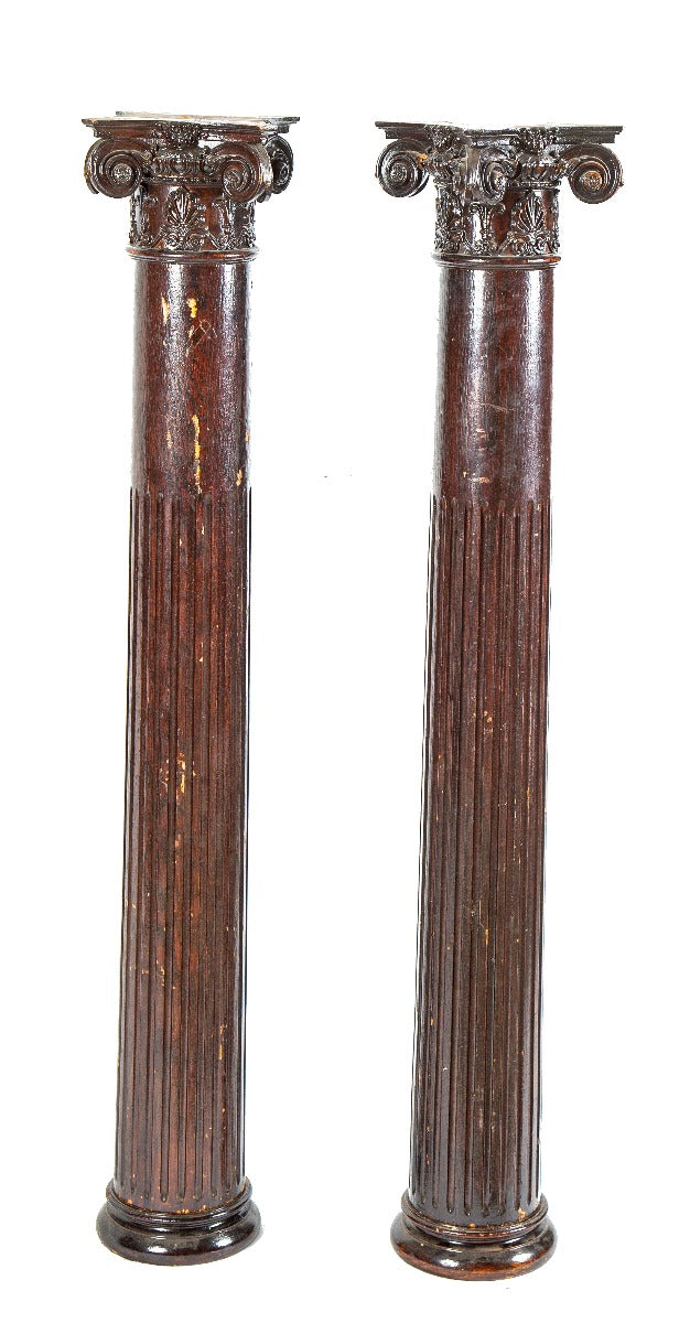 matching set of original 19th century antique american salvaged chicago oak wood room divider columns