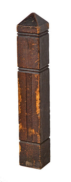 original 1880's salvaged milwaukee otto strack-designed metropolitan hall staircase newel post with alligatored finish