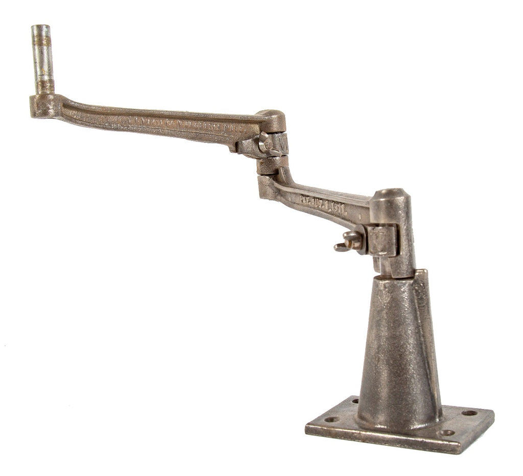 early 20th century antique american industrial refinished cast iron o.c. white table lamp base with brackets