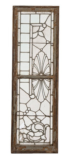 impressive 19th century american salvaged chicago 1880s residential leaded glass sidelight with faceted jewels and bevels