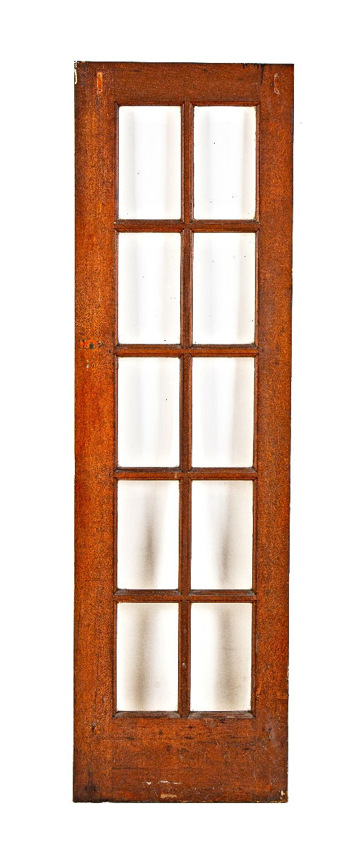 single early 20th century salvaged chicago french door with original glass panes and alligatored patina