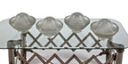 four matching highly sought after two-part patented early 20th century holophane company prismatic glass globes