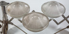 three original early 20th century antique american industrial ice cream parlor prismatic glass holophane shades