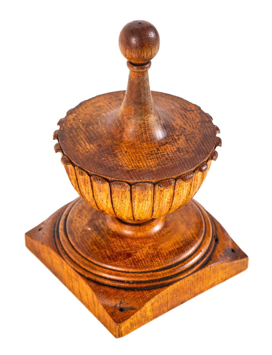 original 19th century salvaged new york city finely turned solid oak wood residential staircase fluted urn finial