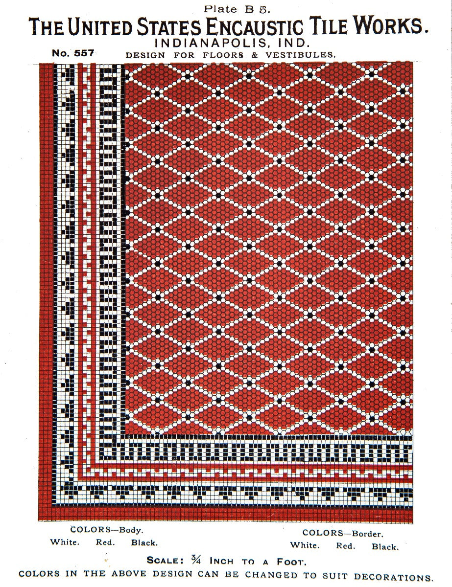 rare early 20th century original and intact united stated encaustic tile company floor catalog with several richly colored plates