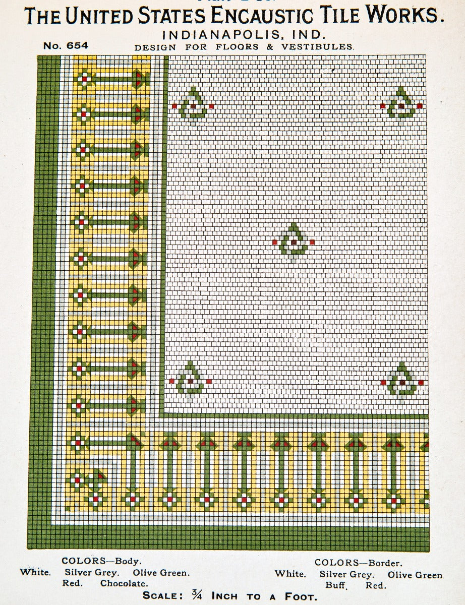 rare early 20th century original and intact united stated encaustic tile company floor catalog with several richly colored plates