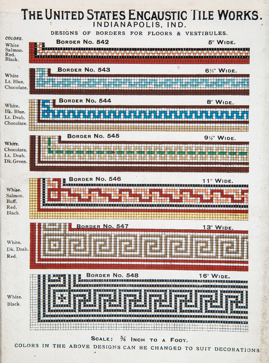 rare early 20th century original and intact united stated encaustic tile company floor catalog with several richly colored plates
