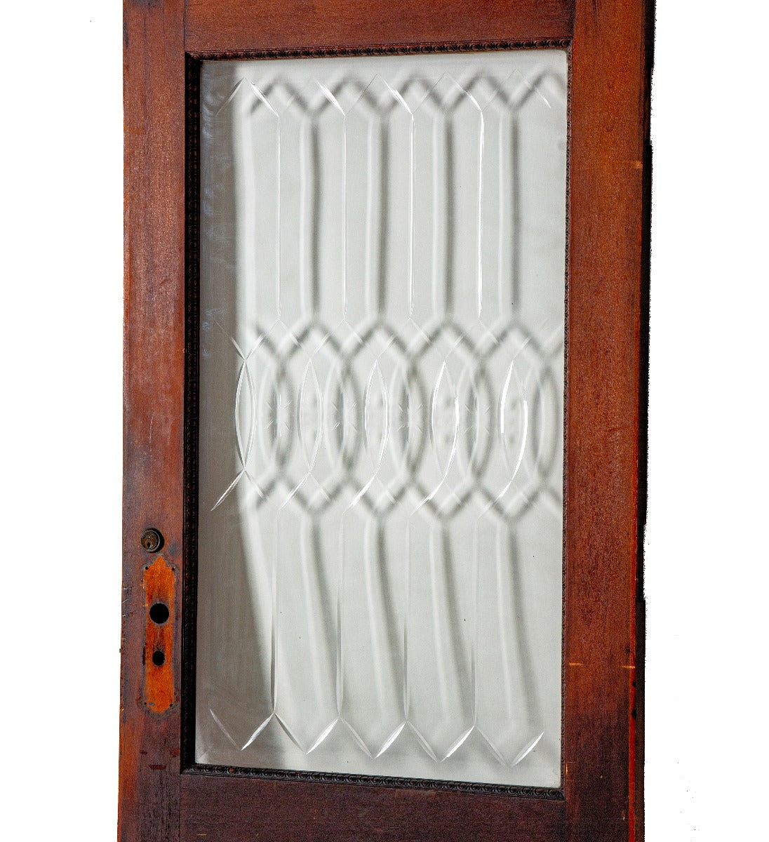remarkable all original early 20th century salvaged st. louis lasar mansion entrance door with wheel-cut glass pane
