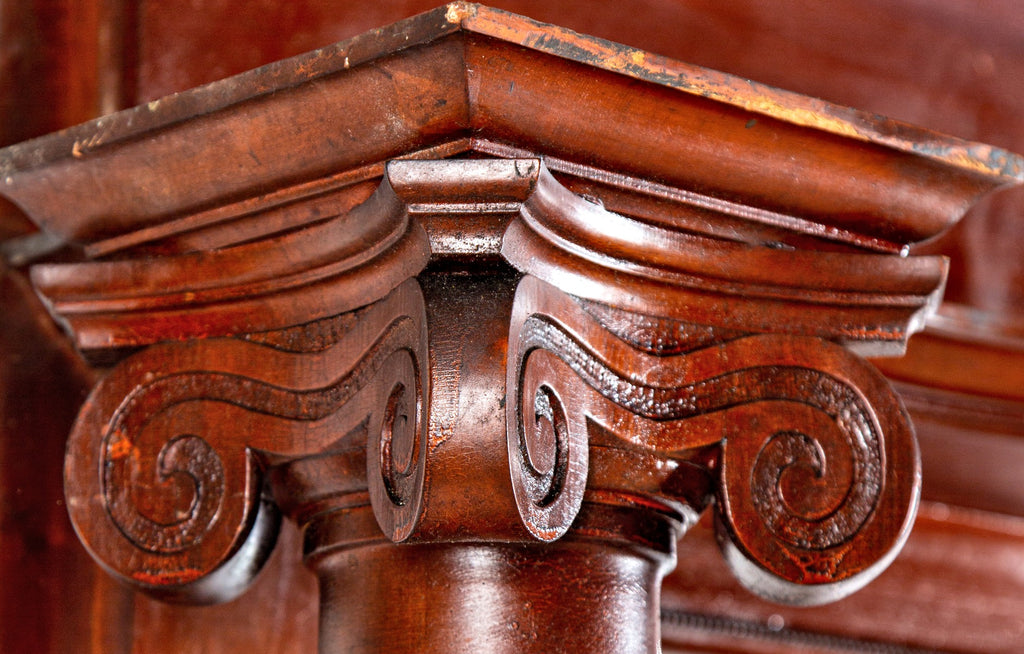 gargantuan early 20th century salvaged st. louis lasar mansion solid hand-carved birch wood fireplace mantel with original finish