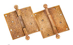 matching set of 19th century anglo-japanese cast bronze "rice" pattern interior residential ball finial hinges