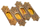 four matching all original ornamental cast bronze 19th century lasar mansion interior pocket door backplates or escutcheons