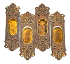 four matching all original ornamental cast bronze 19th century lasar mansion interior pocket door backplates or escutcheons