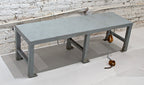heavy duty all-welded joint heavy gauge steel cook county jail bench with integrated rings for handcuffs