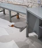 heavy duty all-welded joint heavy gauge steel cook county jail bench with integrated rings for handcuffs