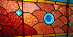 richly colored original salvaged chicago 1880s mcculley and miles stained glass transom window with faceted jewels