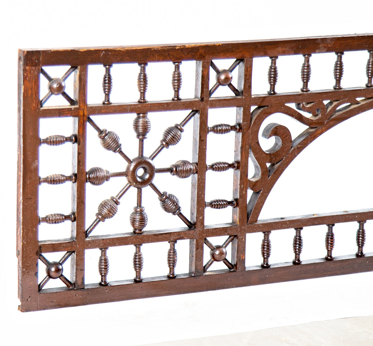 richly ornamented 19th century solid turned oak wood salvaged chicago residential fretwork transom panel