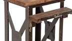 unusual custom-built heavy guage welded joint salvaged chicago factory machine shop work stand with newly added pine wood top and shelf