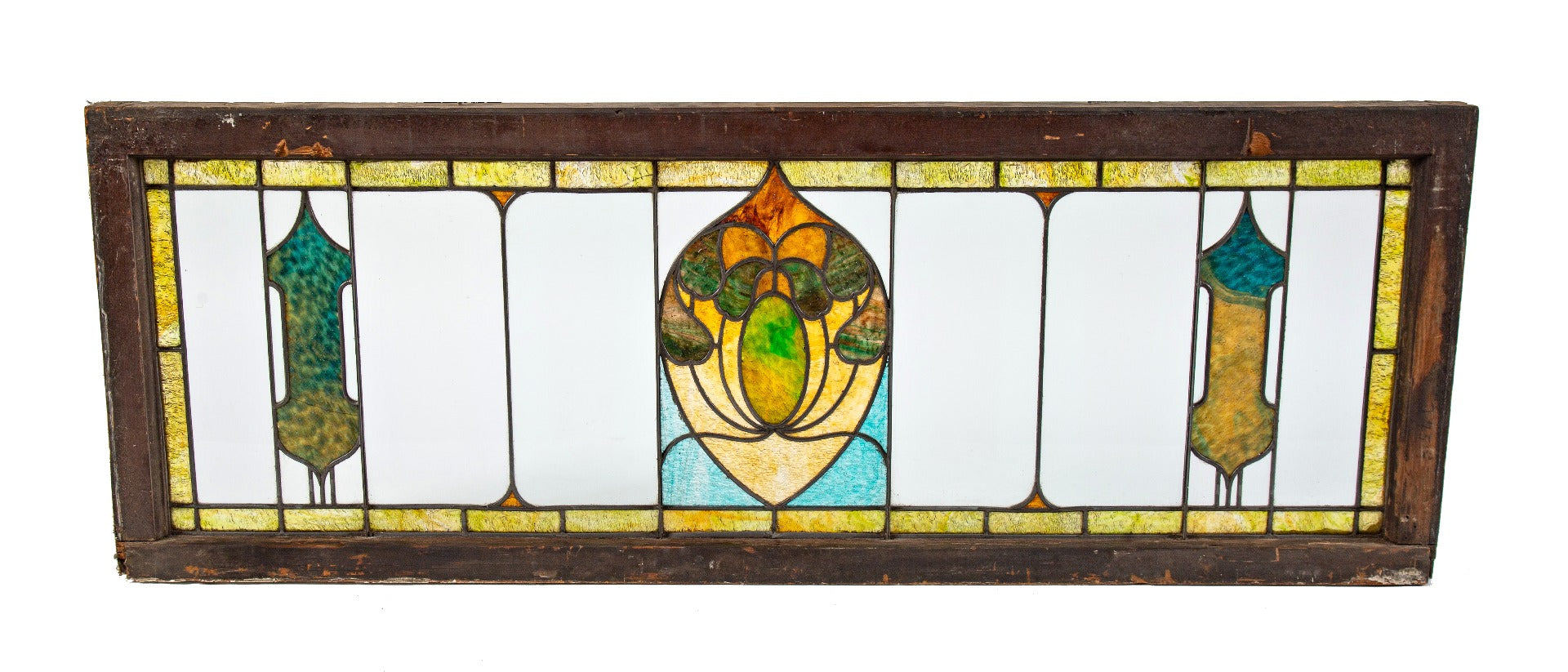 rare vibrantly colored original early 20th century exceptional art nouveau style leaded art glass window salvaged from chicago residence