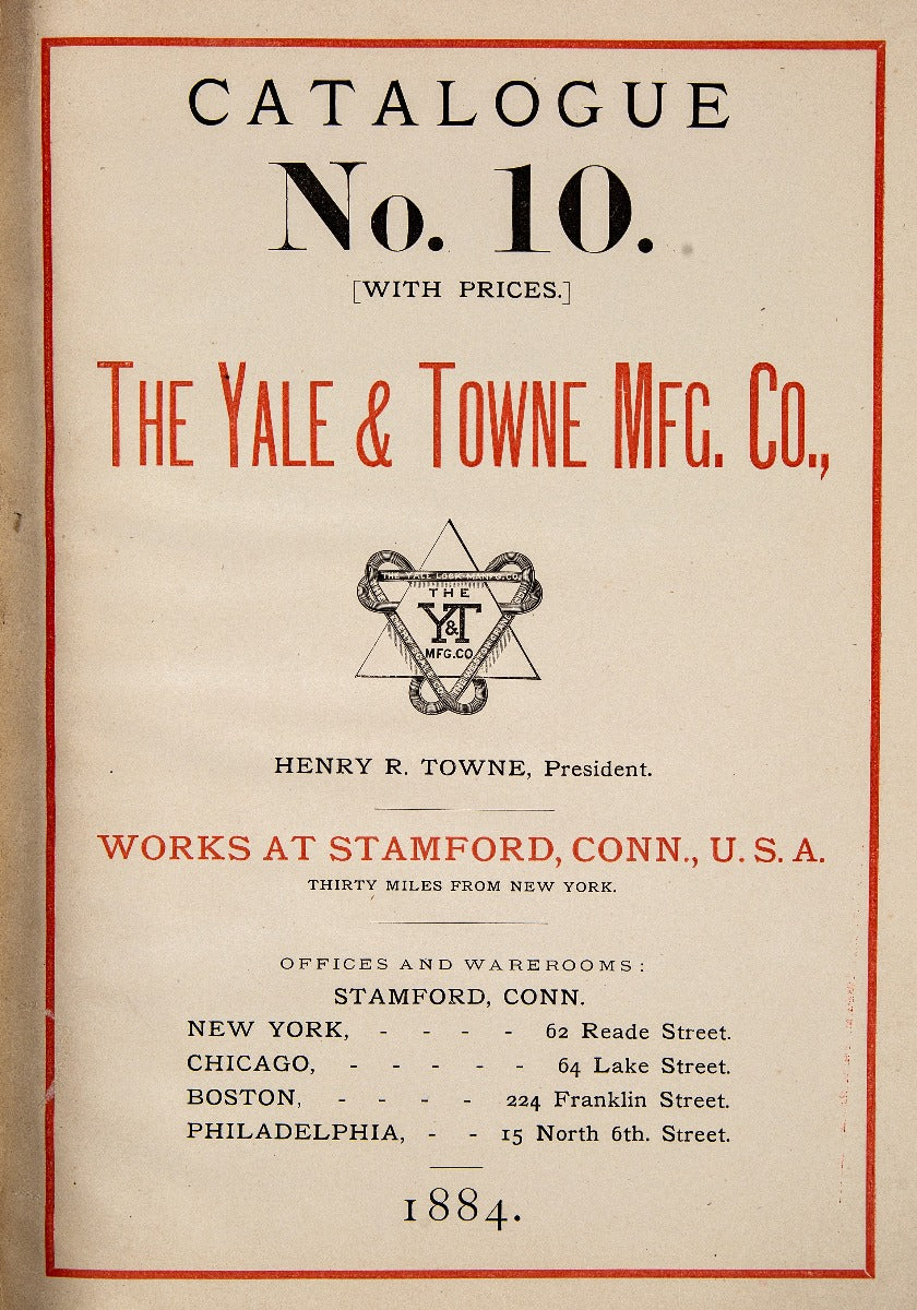 exceedingly rare all original and well-maintained 1884 yale and towne hardware catalog with chromolithograph plates