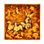 rare 19th century original american victorian-era majolica fireplace tile featuring chariot with winged woman