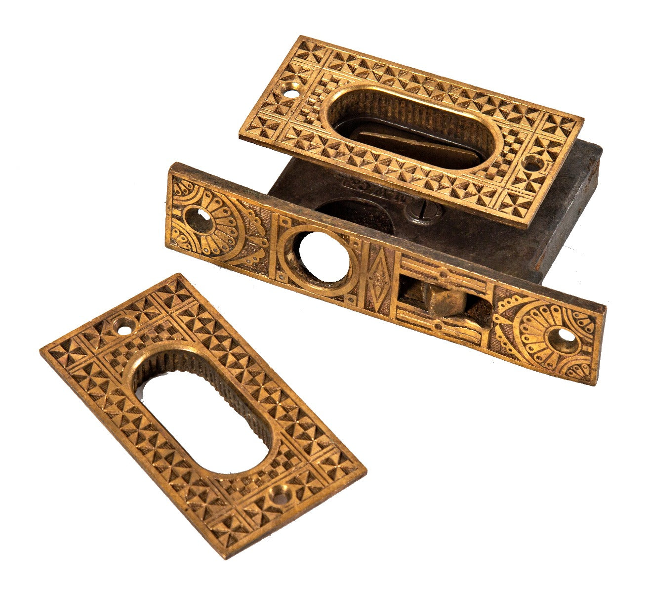 original 19th century antique american ornamental cast bronze interior residential mallory wheeler pocket door set