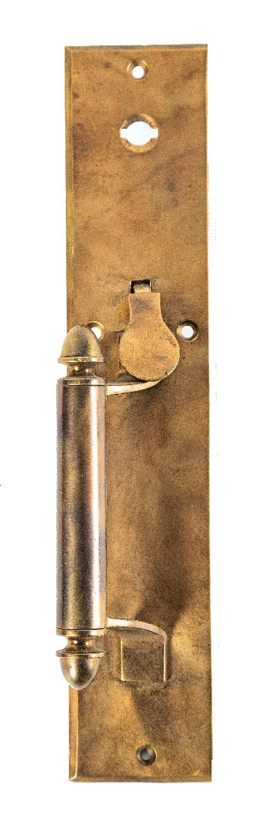 original 19th century salvaged chicago exterior solid cast bronze commercial store door handle with thumblatch