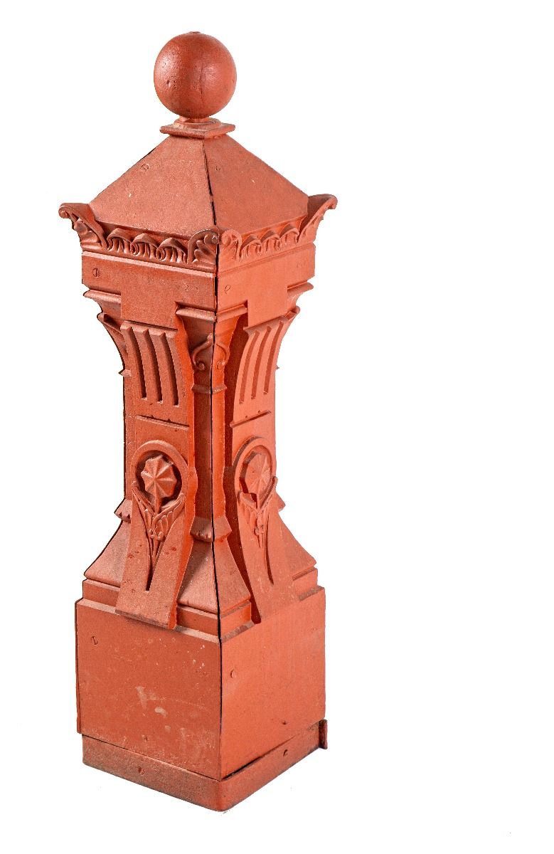 rare 19th century heavily ornamented oversized cast iron salvaged chicago newel post fabricated by the stewart iron works