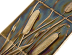 original antique american 19th century majolica green glazed cattails salvaged chicago fireplace tile set