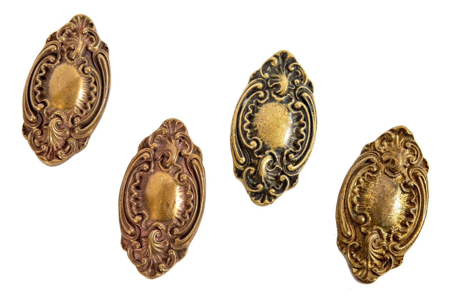 late 19th or early 20th century heavily ornamented seldom found "st. denis" rococo style salvaged doorknobs