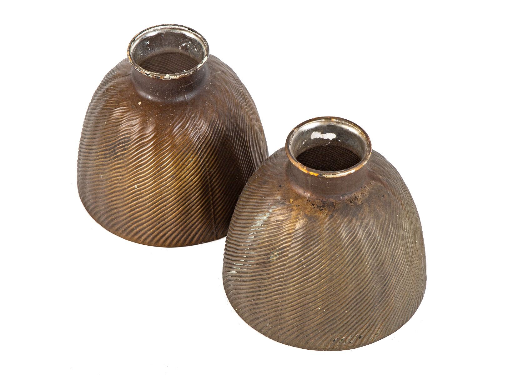 set of matching early 20th century salvaged chicago "motor row" building showcase golden armor enameled x-ray mercury glass reflectors