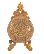 1870's oversized russell and erwin ornamental cast bronze doorknob with matching triangular-shaped backplate or rosette
