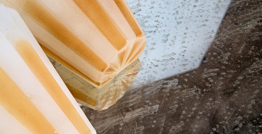 one of three highly sought after r. williamson patented two-tone baked enameled glass art deco slip shade