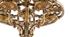 original early 20th century or depression-era antique american ornamental cast aluminum electric candle bungalow dining room ceiling fixture with polychromed finish