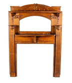 meticulously refinished exceptional salvaged chicago quartered oak wood fireplace mantel with intricate carvings
