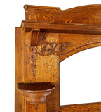 meticulously refinished exceptional salvaged chicago quartered oak wood fireplace mantel with intricate carvings