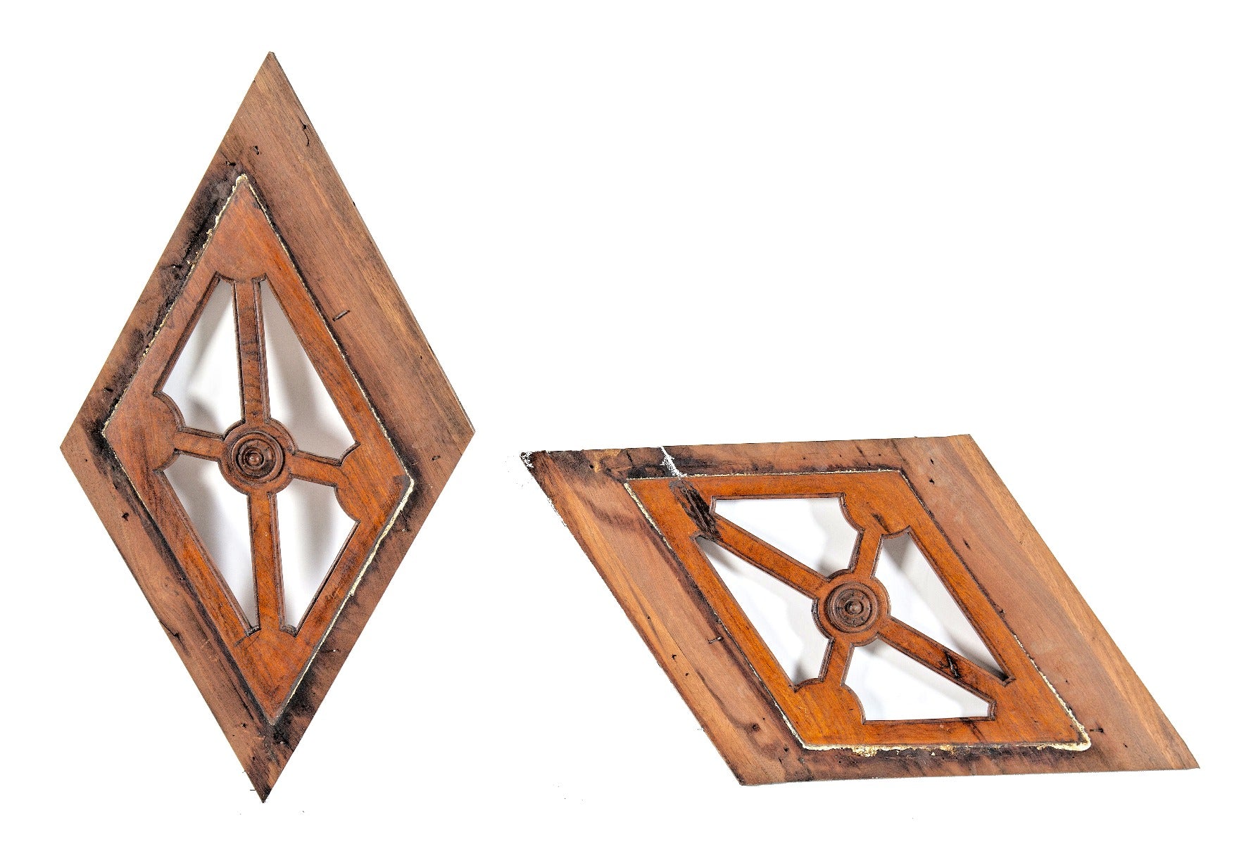 rare burling and adler-designed 1870's solid walnut residential staircase carved railing panels for joseph t. ryerson mansion
