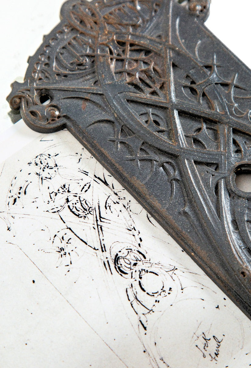 museum quality 1896 original louis h. sullivan-designed guaranty building office door hardware with intact bower-barff finish